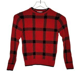 Charter Club Girls Red Plaid Sweater‎ Medium Crew Neck